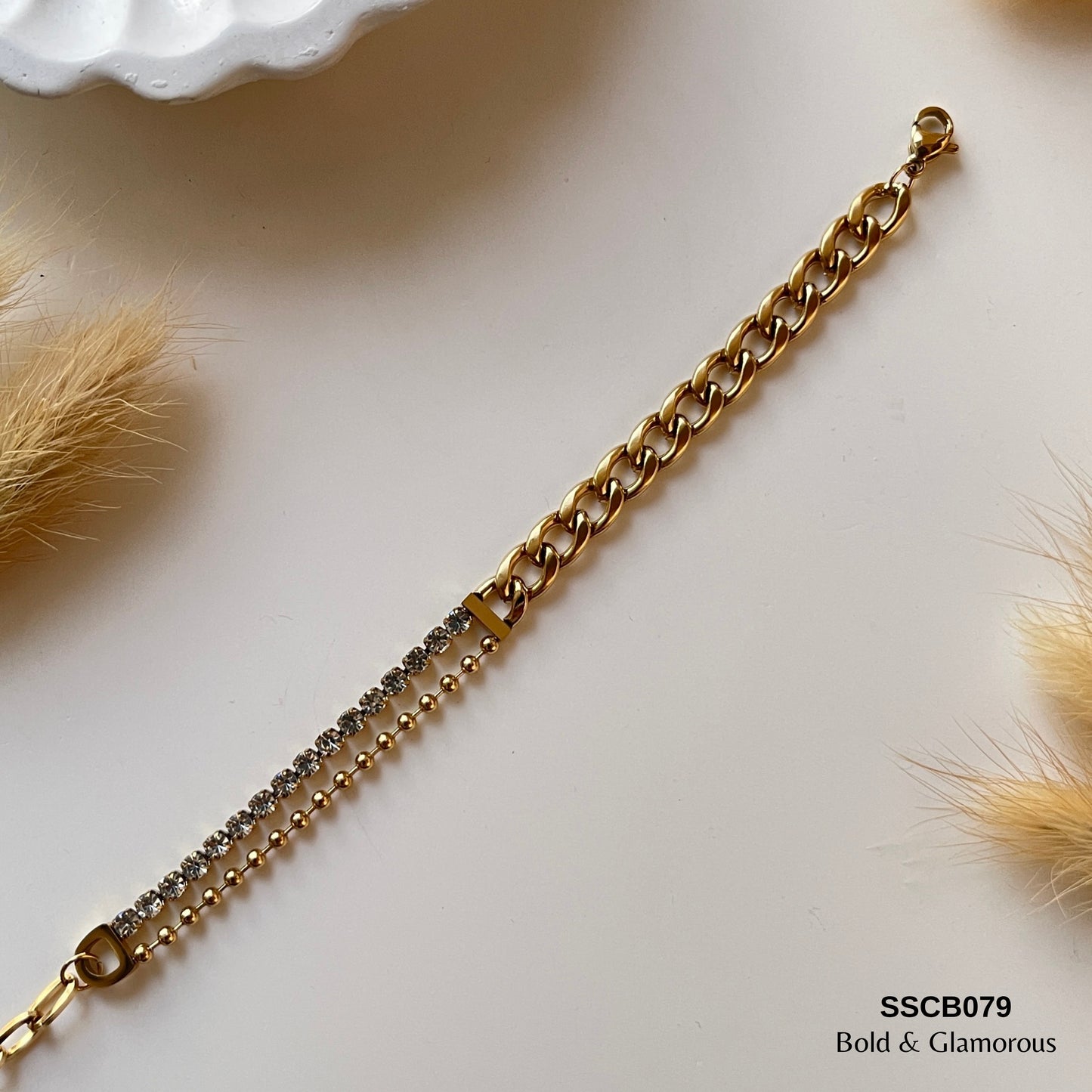 Chain Bracelet | SSCB079 | White Diamond Cuban Chain