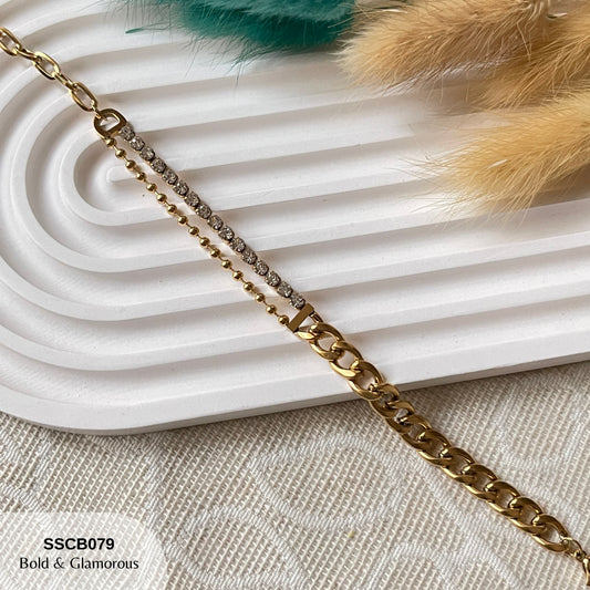 Chain Bracelet | SSCB079 | White Diamond Cuban Chain