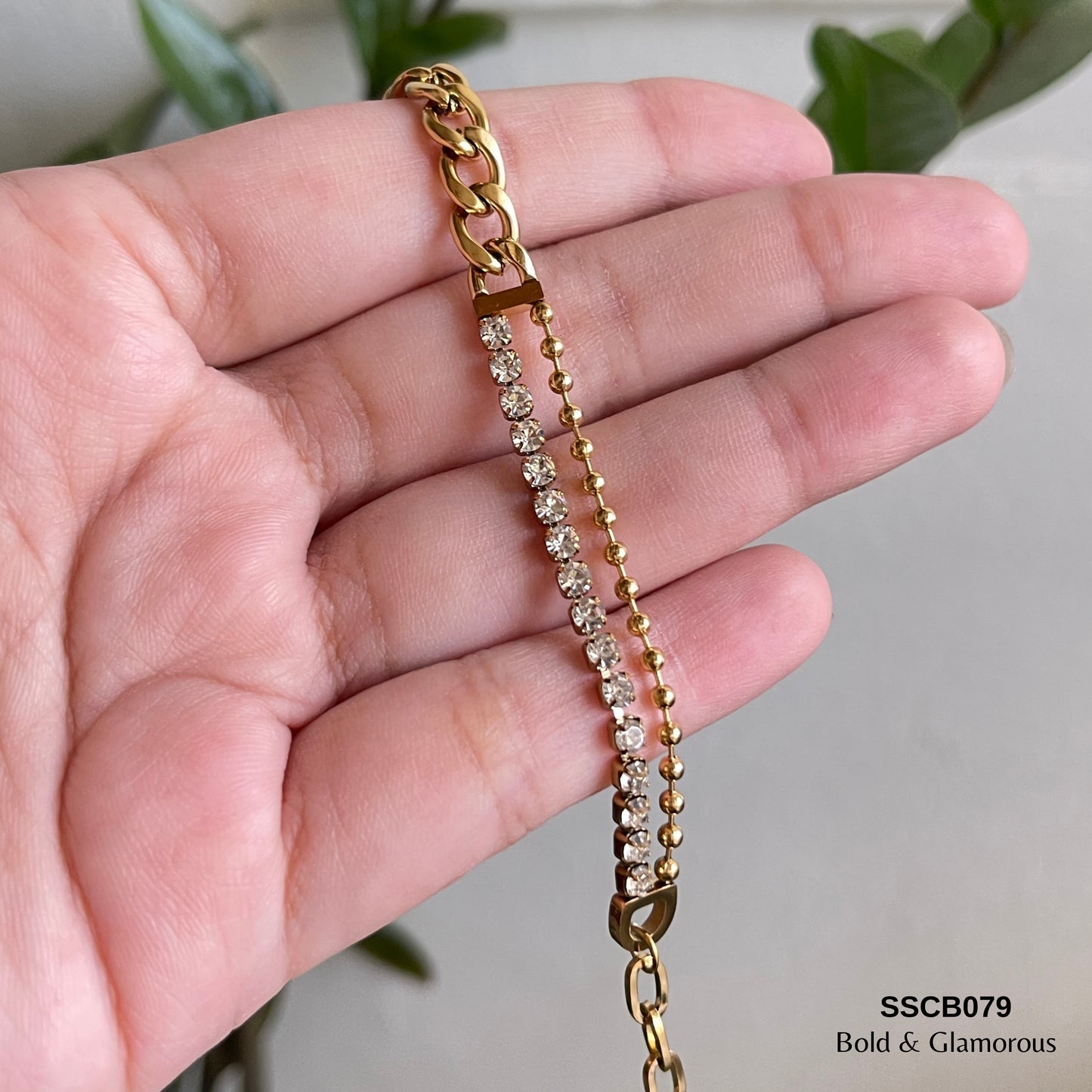 Chain Bracelet | SSCB079 | White Diamond Cuban Chain