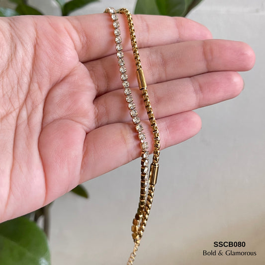 Chain Bracelet | SSCB080 | Double-Layer White Diamond Bracelet