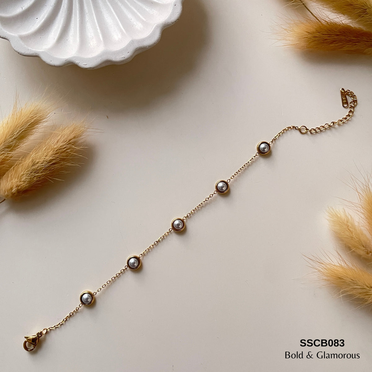Chain Bracelet | SSCB083 | White Bead Chain