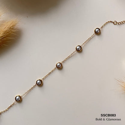 Chain Bracelet | SSCB083 | White Bead Chain