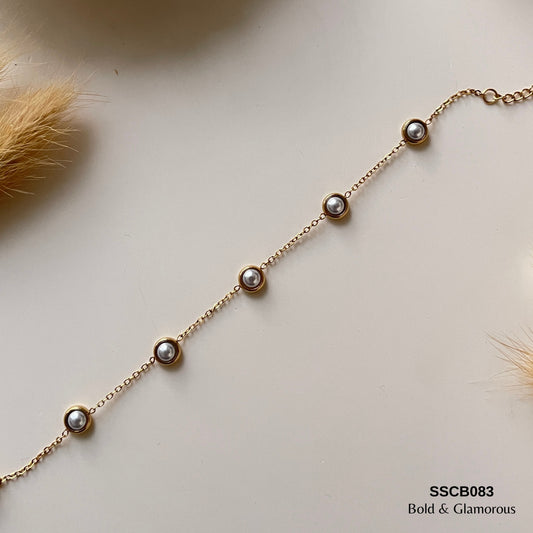 Chain Bracelet | SSCB083 | White Bead Chain