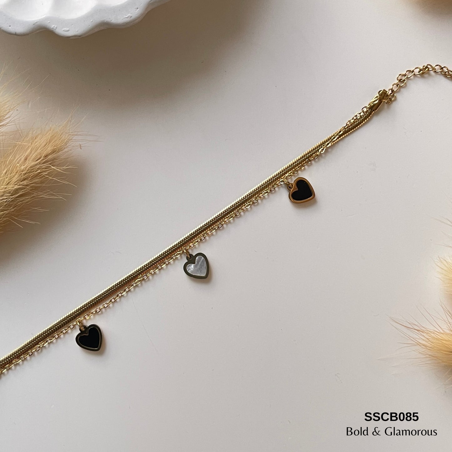 Chain Bracelet | SSCB085 | Layered Black & White Love