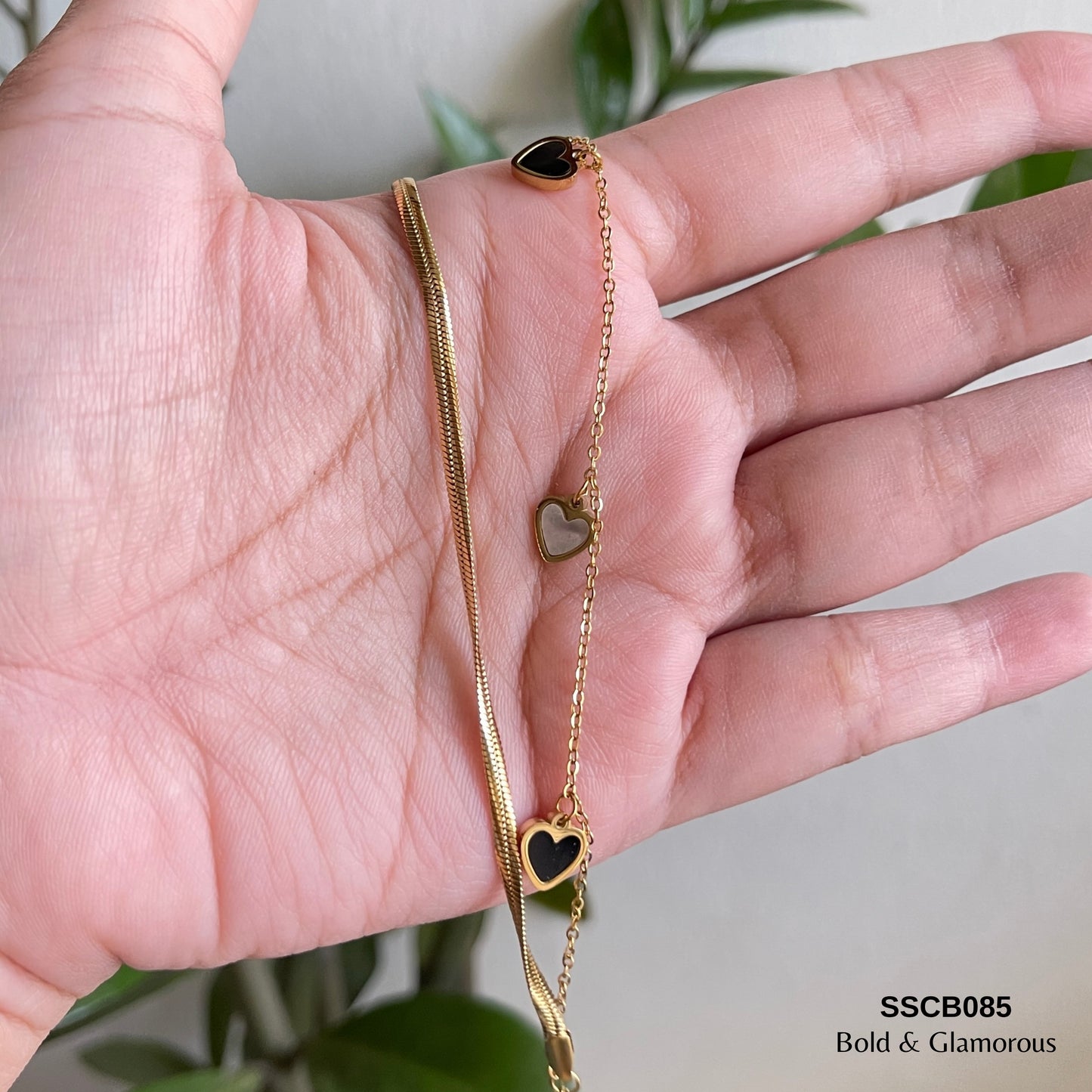 Chain Bracelet | SSCB085 | Layered Black & White Love