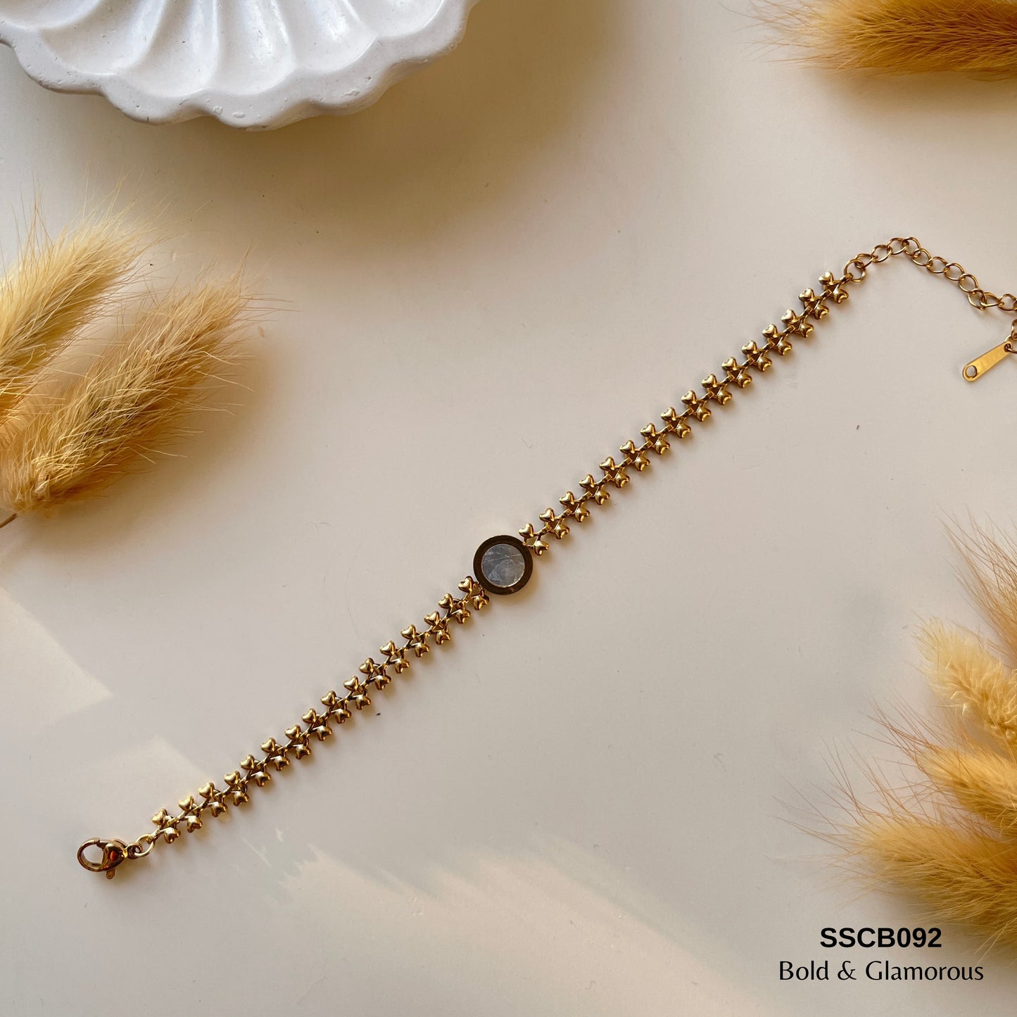 Chain Bracelet | SSCB092 | Round White Shell