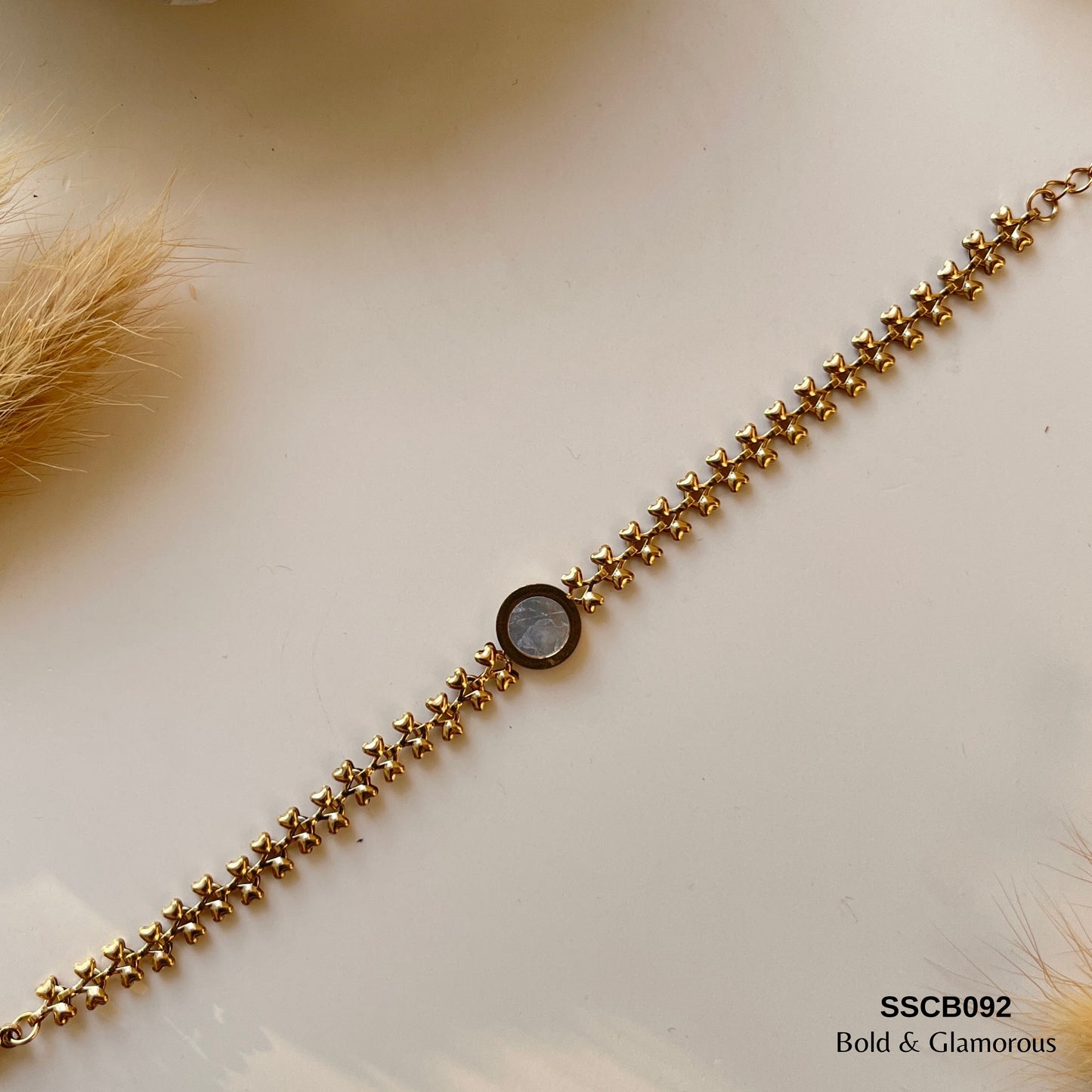 Chain Bracelet | SSCB092 | Round White Shell