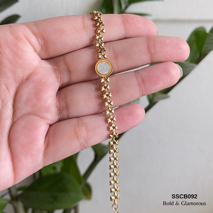 Chain Bracelet | SSCB092 | Round White Shell