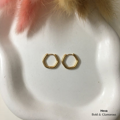 Shape Hoop Earring | Hexa | Gold