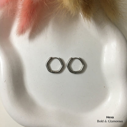 Shape Hoop Earring | Hexa | Silver