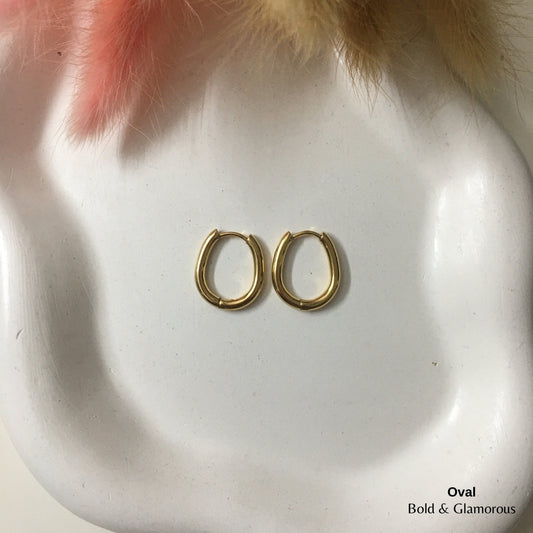 Shape Hoop Earring | Oval | Gold