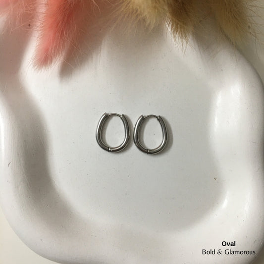 Shape Hoop Earring | Oval | Silver