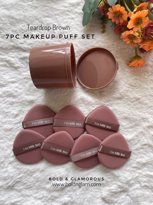 Powder Puff Air Cushion 7PC BOX : Teardrop-Brown