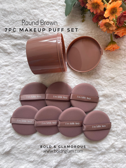 Powder Puff Air Cushion 7PC BOX : Round-Brown