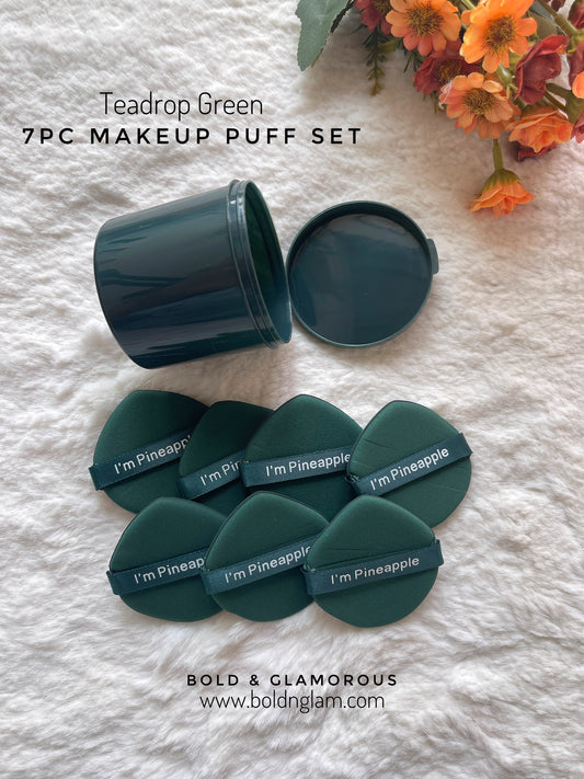 Powder Puff Air Cushion 7PC BOX : Teardrop-Dark Green