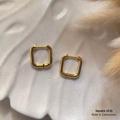 Shape Hoop Earring 2.0 | Square | Gold
