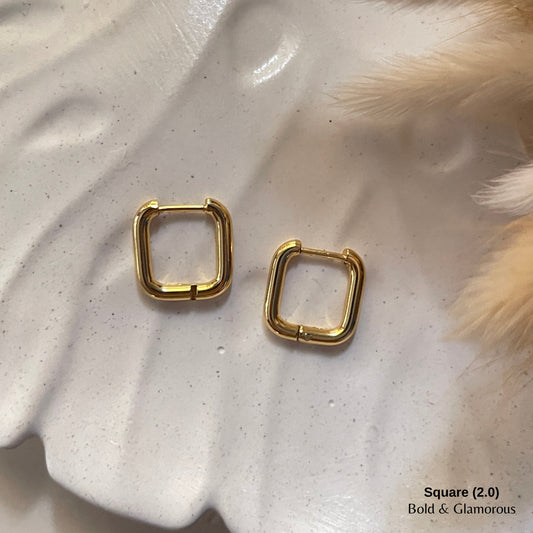Shape Hoop Earring 2.0 | Square | Gold