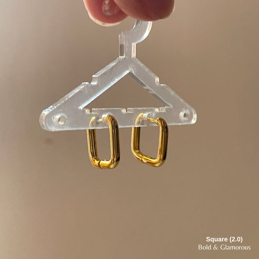 Shape Hoop Earring 2.0 | Square | Gold