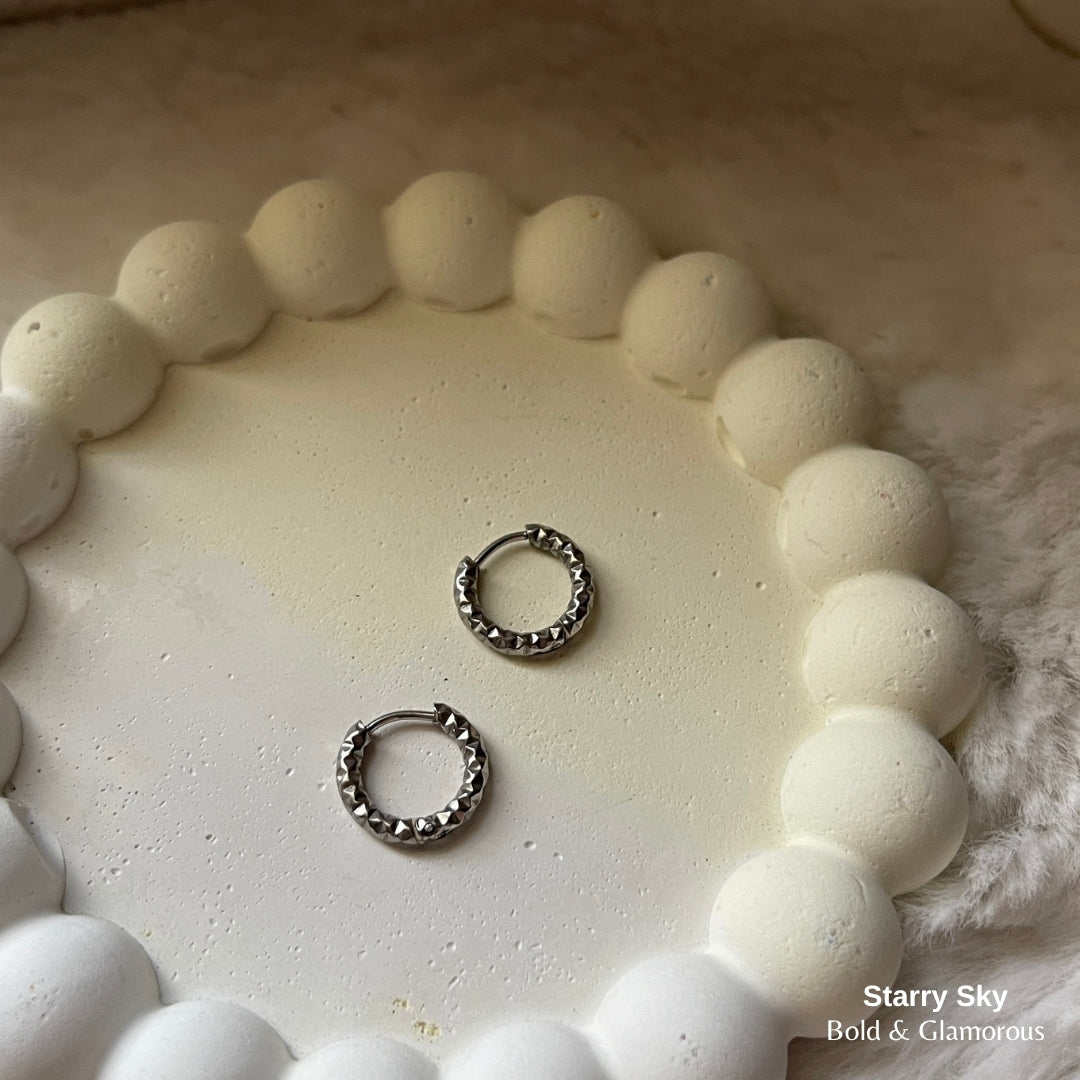 Hoop Earring | Starry Sky | Silver