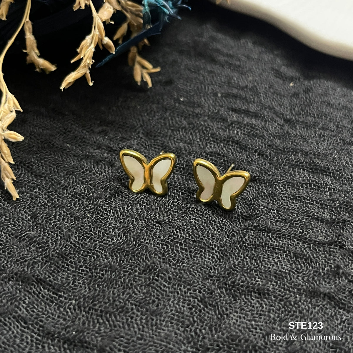 Statement Earring | STE123 | White Butterfly