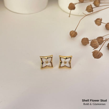 Stud Earring Shell Flower