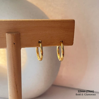 Simple Hoop Earring | 12mm - Thin | Gold