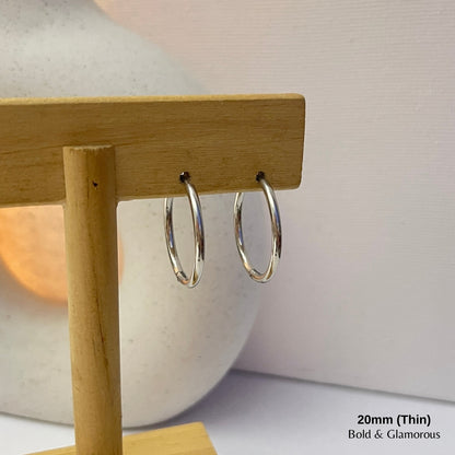 Simple Hoop Earring | 20mm - Thin | Silver