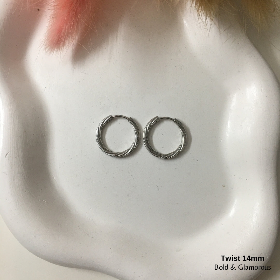 Hoop Earring | Twisted Hoop | 14mm | Silver