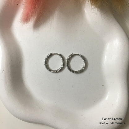 Hoop Earring | Twisted Hoop | 14mm | Silver