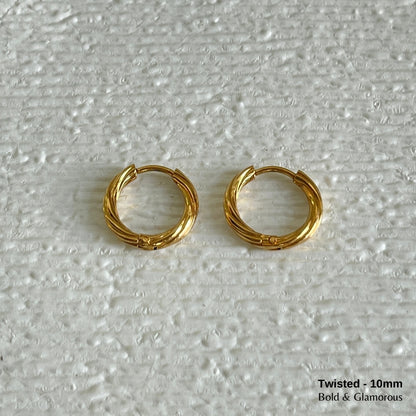 Hoop Earring | Twisted Hoop | 10mm | Gold