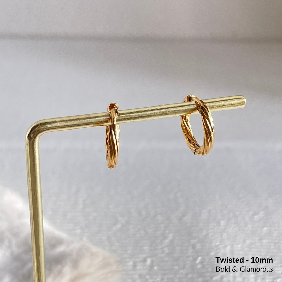 Hoop Earring | Twisted Hoop | 10mm | Gold