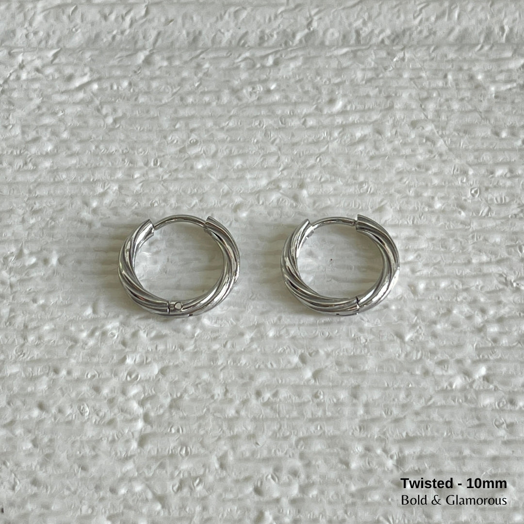 Hoop Earring | Twisted Hoop | 10mm | Silver