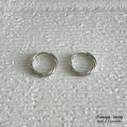 Hoop Earring | Twisted Hoop | 10mm | Silver
