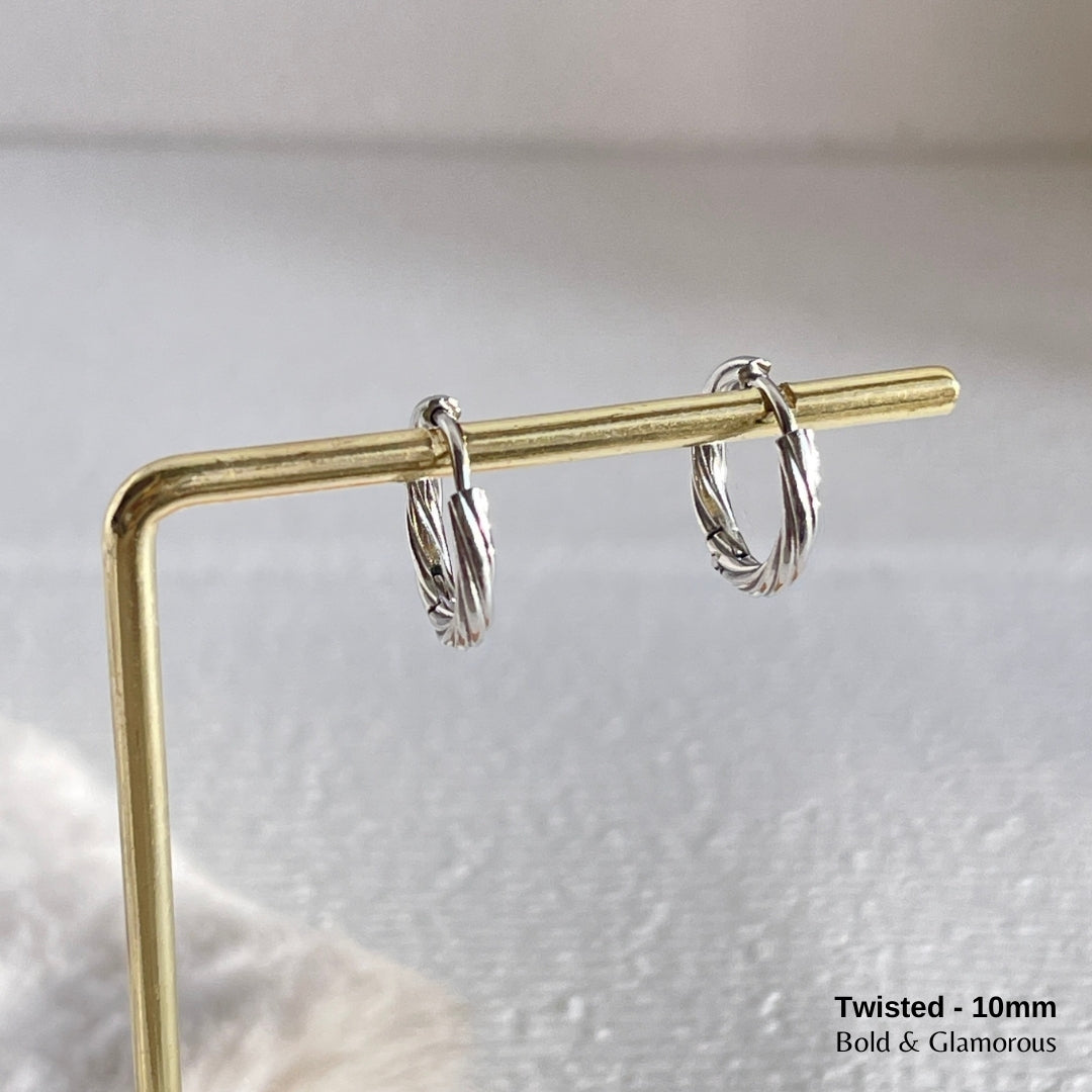 Hoop Earring | Twisted Hoop | 10mm | Silver