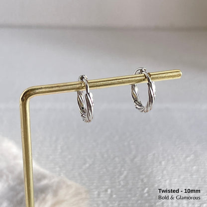 Hoop Earring | Twisted Hoop | 10mm | Silver
