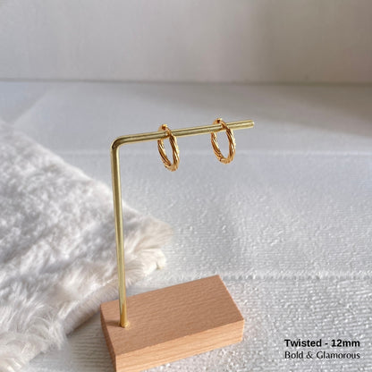 Hoop Earring | Twisted Hoop | 12mm | Gold