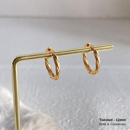 Hoop Earring | Twisted Hoop | 12mm | Gold