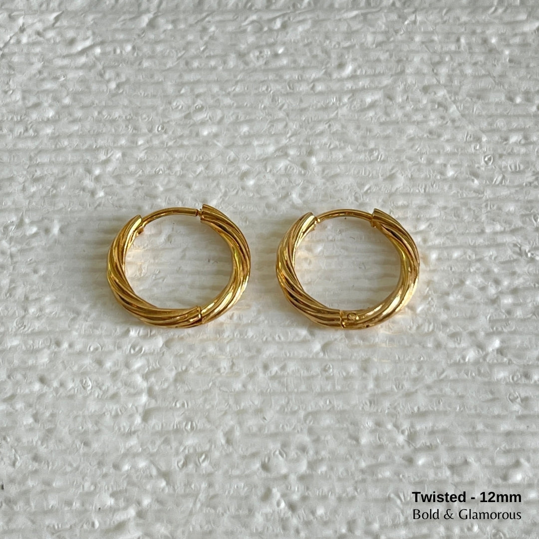 Hoop Earring | Twisted Hoop | 12mm | Gold