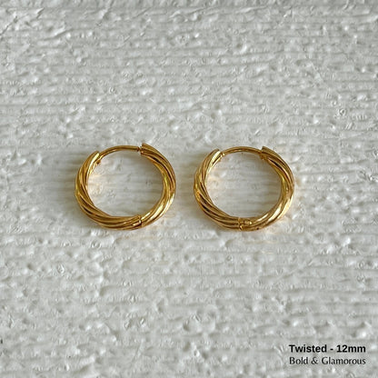 Hoop Earring | Twisted Hoop | 12mm | Gold
