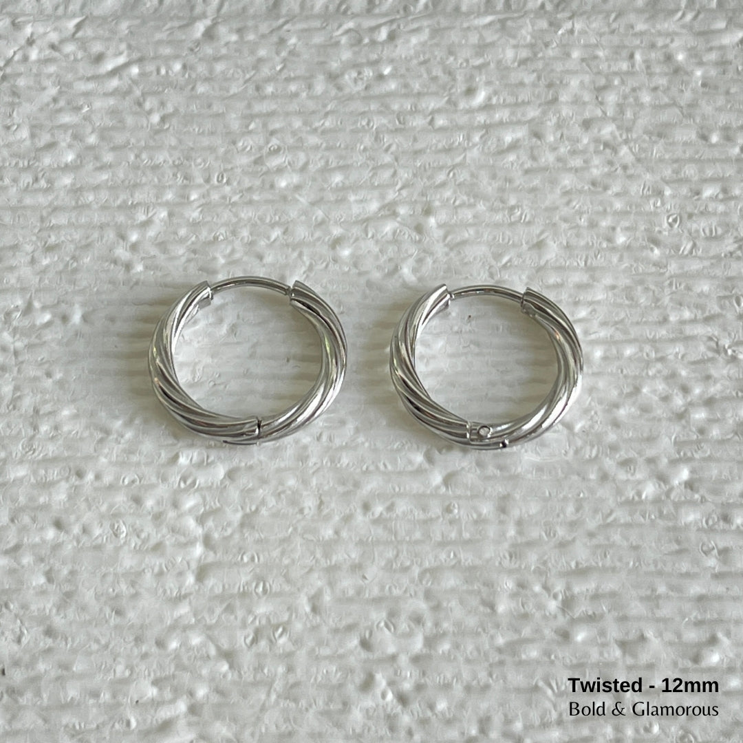 Hoop Earring | Twisted Hoop | 12mm | Silver
