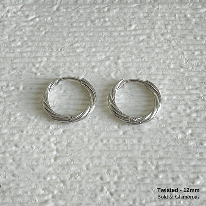 Hoop Earring | Twisted Hoop | 12mm | Silver