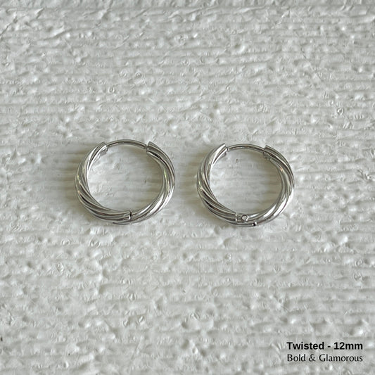 Hoop Earring | Twisted Hoop | 12mm | Silver