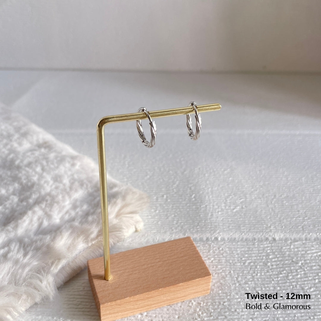 Hoop Earring | Twisted Hoop | 12mm | Silver