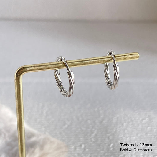 Hoop Earring | Twisted Hoop | 12mm | Silver