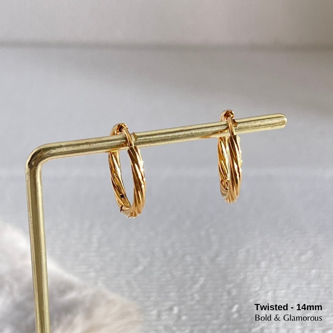 Hoop Earring | Twisted Hoop | 14mm | Gold