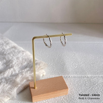 Hoop Earring | Twisted Hoop | 14mm | Silver