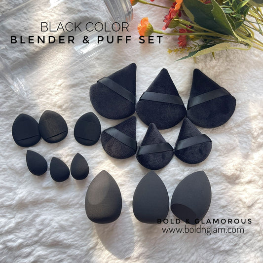 15PC Beauty Blender and Puff Set with Jar | Black