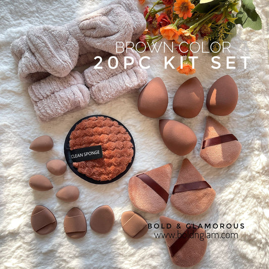 20PC Makeup Puff Set | Brown