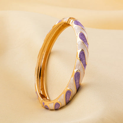 Enamel Bangle Bracelet | ENB01 | White Purple