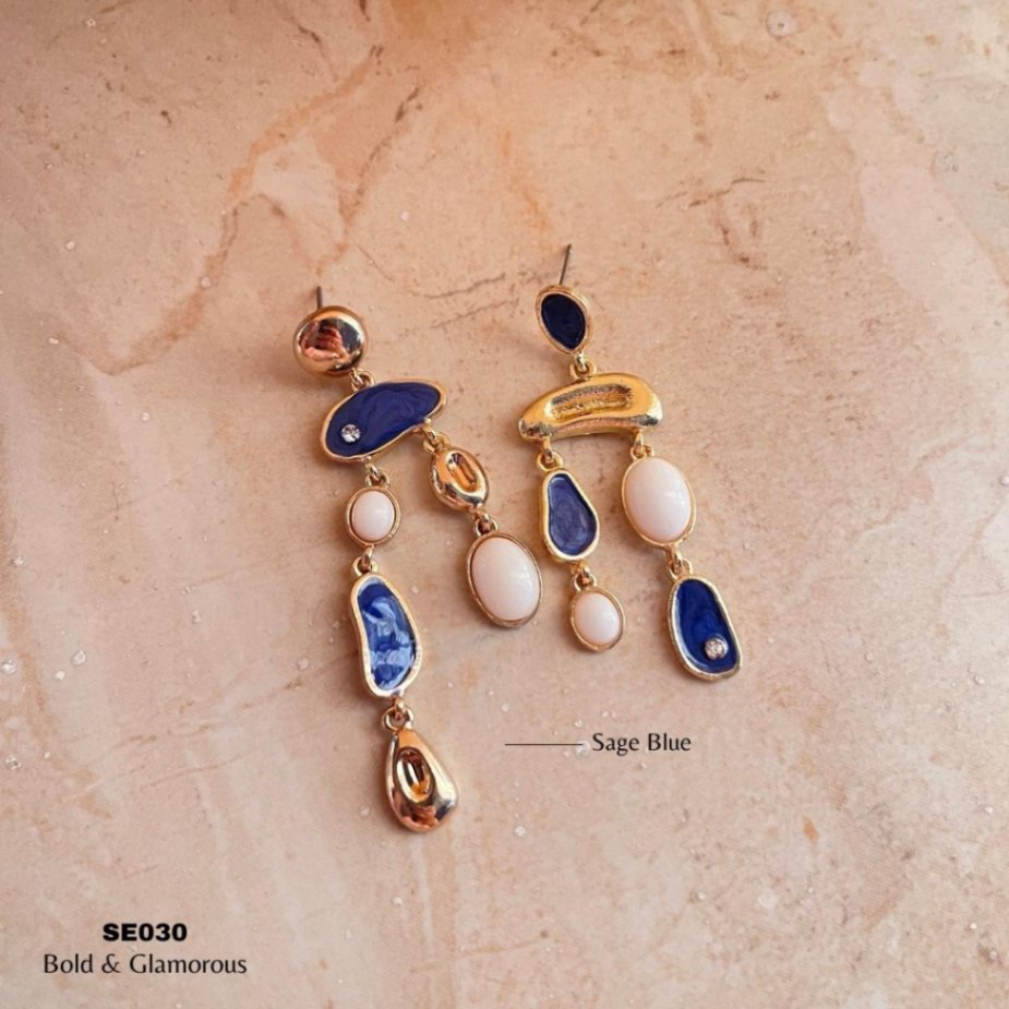 Irregular Asymmetric Earring | SE030 | Sage Blue
